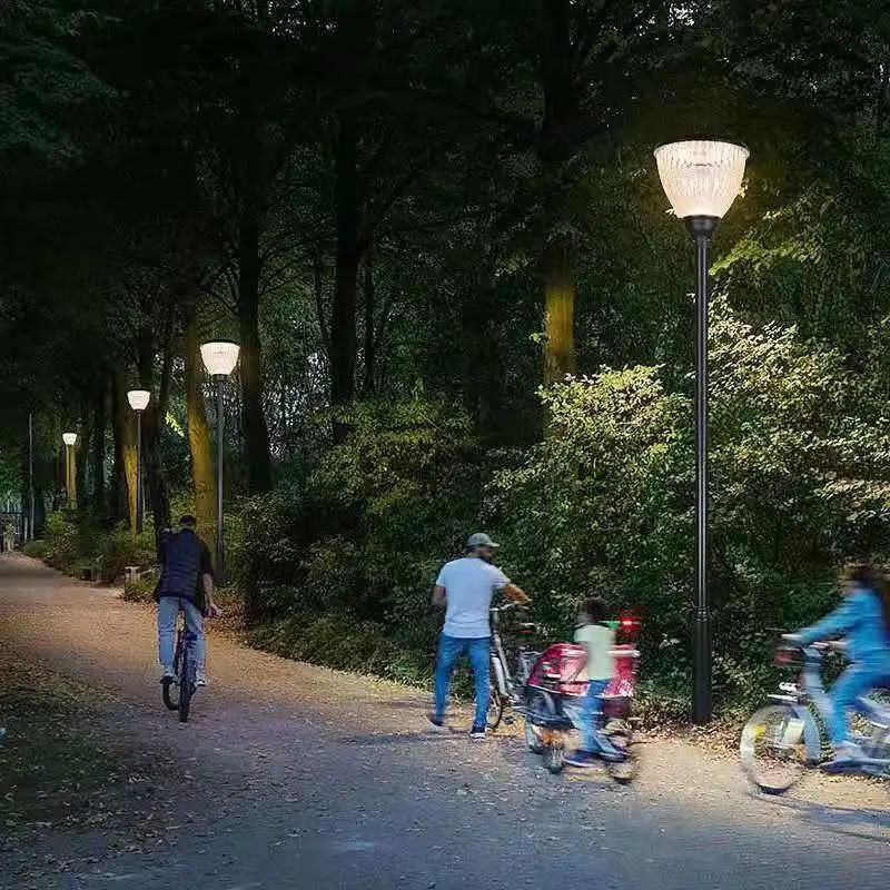 New Standing 3m Pole Lighting Outdoor Pathway Garden LED Solar Landsacpe Light with Warm LED Sensor Light