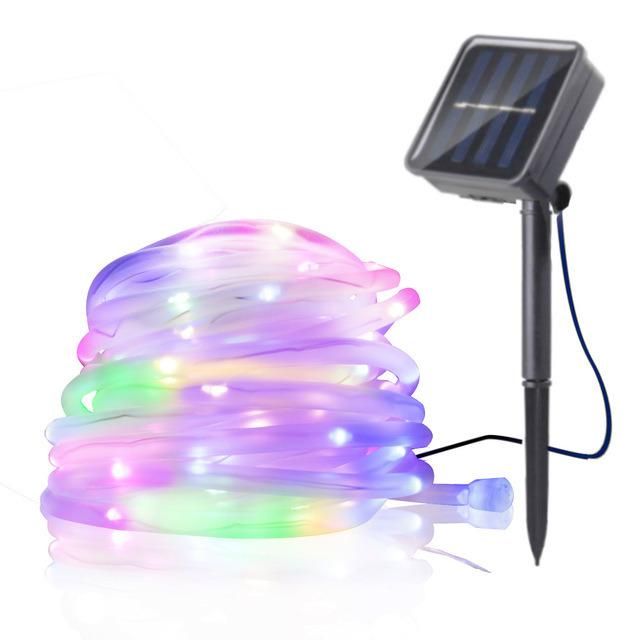 10m 100LED Outdoor Waterproof Solar Power Tube String Light for Holiday Landscape