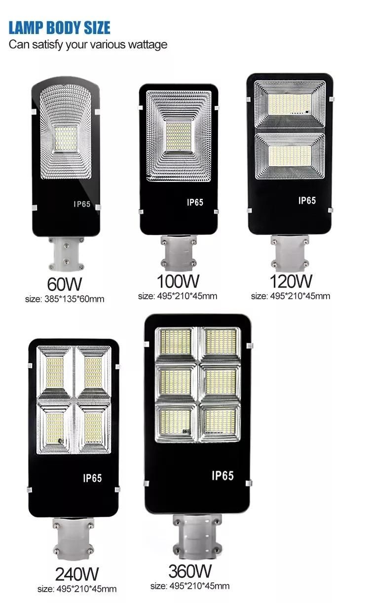 Separate 120 Watt Manufacturer Outdoor LED Power Panel Lamp 150W 300W Sensor Waterproof Solar Street Light