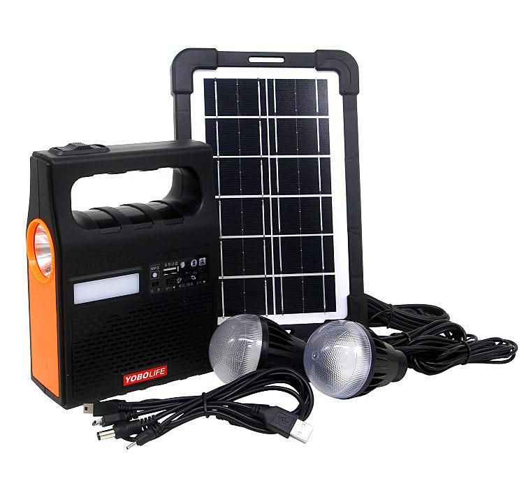 6V Solar Light with FM Radio /MP3 Function LED Bulbs Mobile Solar Charging System