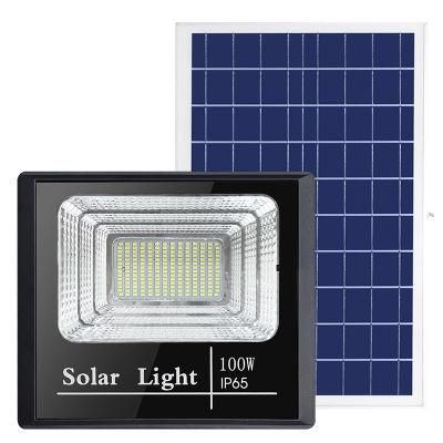 Intelligent 100W Remote Control LED Lamp Solar Flood Lighting Lithium Battery Energy Saving Outdoor Wall Garden Street Sensor PIR Light