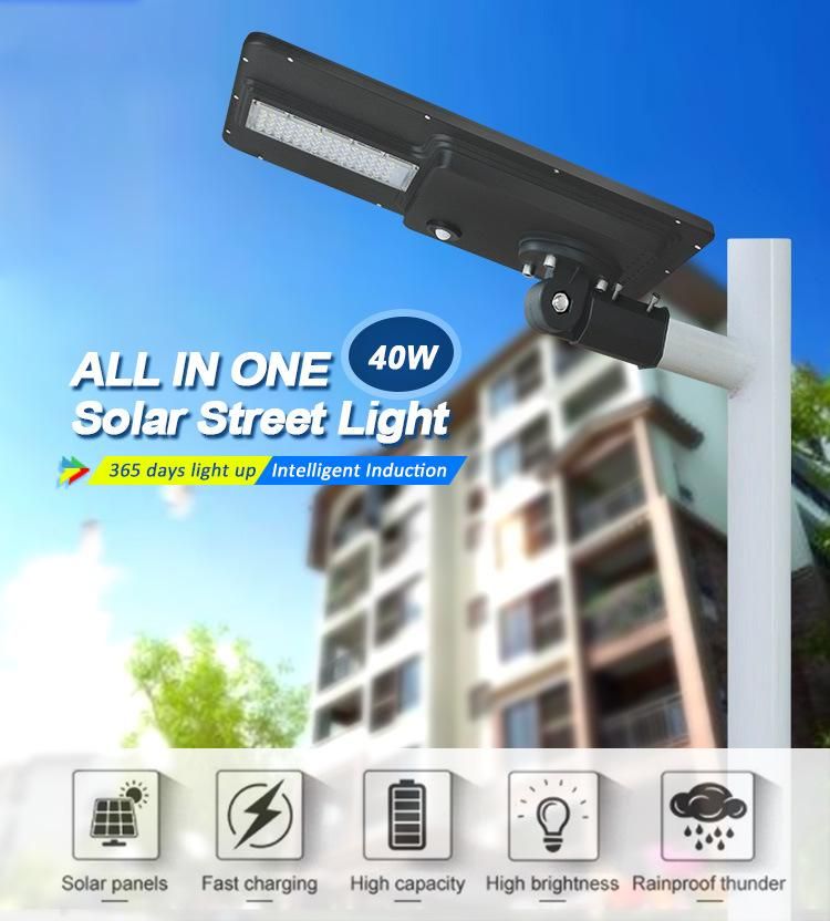 PIR Sensor Light Control 40W 12V Integrated Solar Street Light