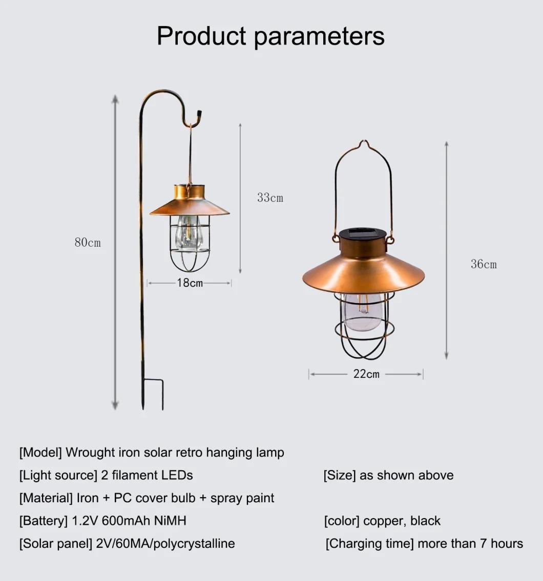 LED Solar Hanging Light Retro Night Light Outdoor Waterproof Villa Garden Light