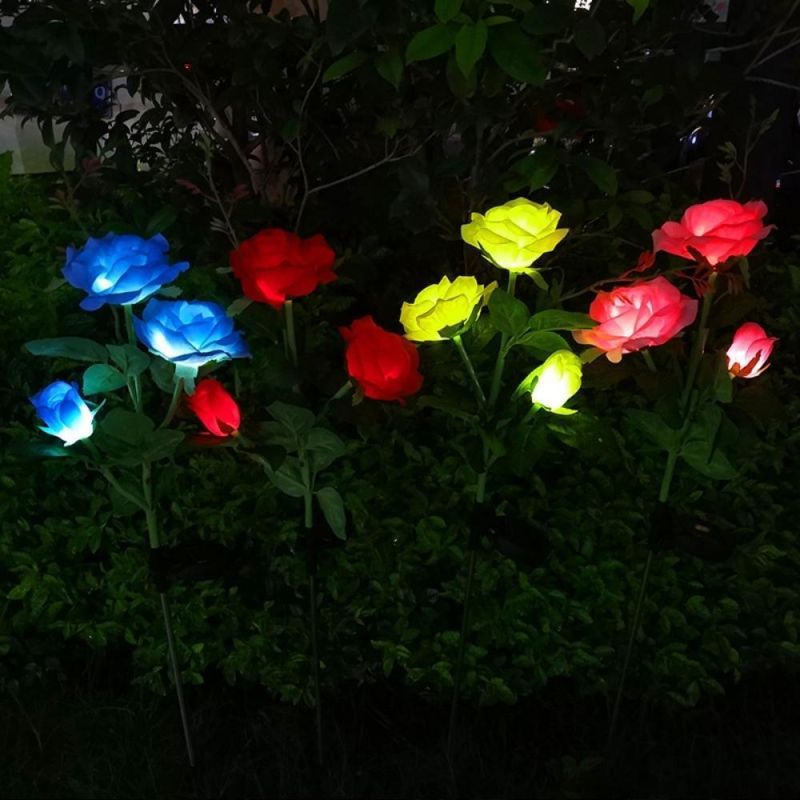 Waterproof LED Solar Rose Stake Light Outdoor Flower Stake Light Patio Pathway Garden Decor Wyz19672