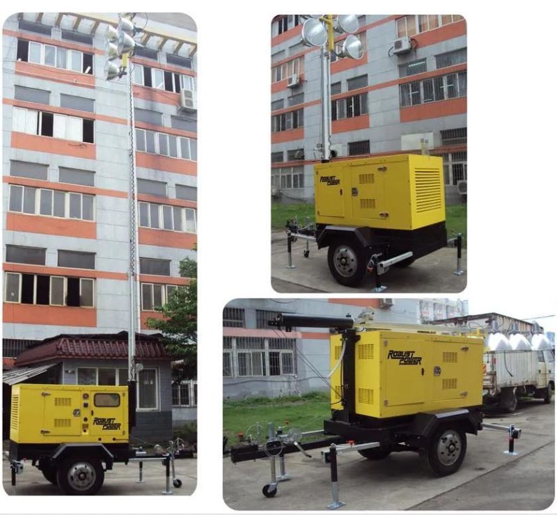 20kw 4*1000W Diesel Generator Mobile Light Tower for Outdoor Construction