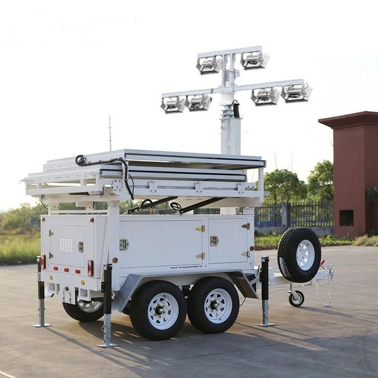 Outdoor Portable Mobile Hydraulic Diesel Engine LED Lamp Lighting Tower Solar Telescopic Mast Trailer Mining Flood Light Tower Price