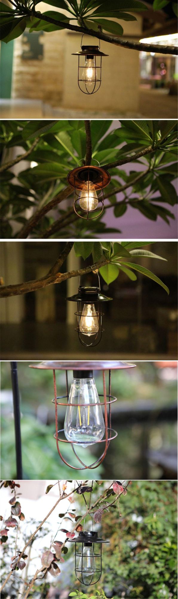 Solar LED Courtyard Street Lamp Tungsten Lamp Retro Portable Lantern