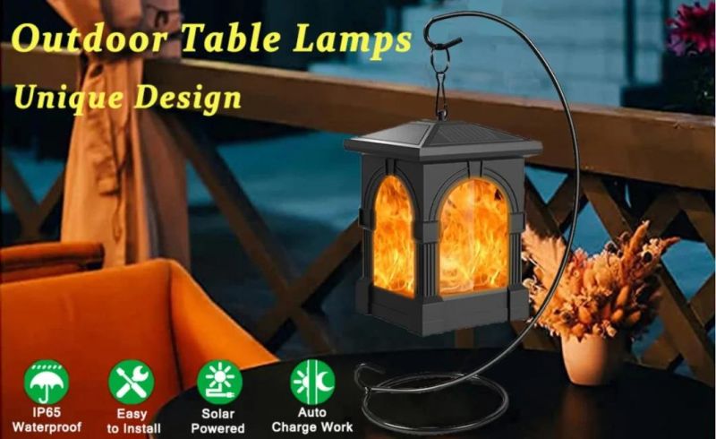 99LEDs Solar Flame Lights with Lighting Controller, Outdoor Waterproof Solar Lantern with The Alternate USB Charging for Garden, Yard, Patio, Balcony