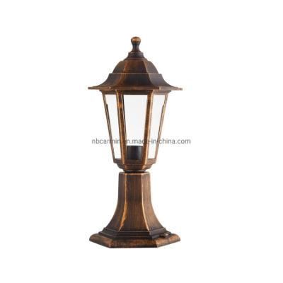 Painted Brass Outdoor 6 Sided Post Lantern Light E27 Waterproof