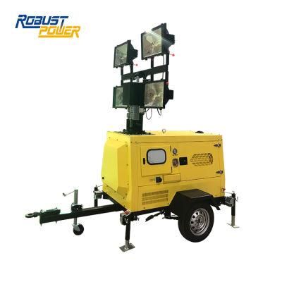 100L 8m Telescopic Mast Mobile Hydraulic Lighting Tower