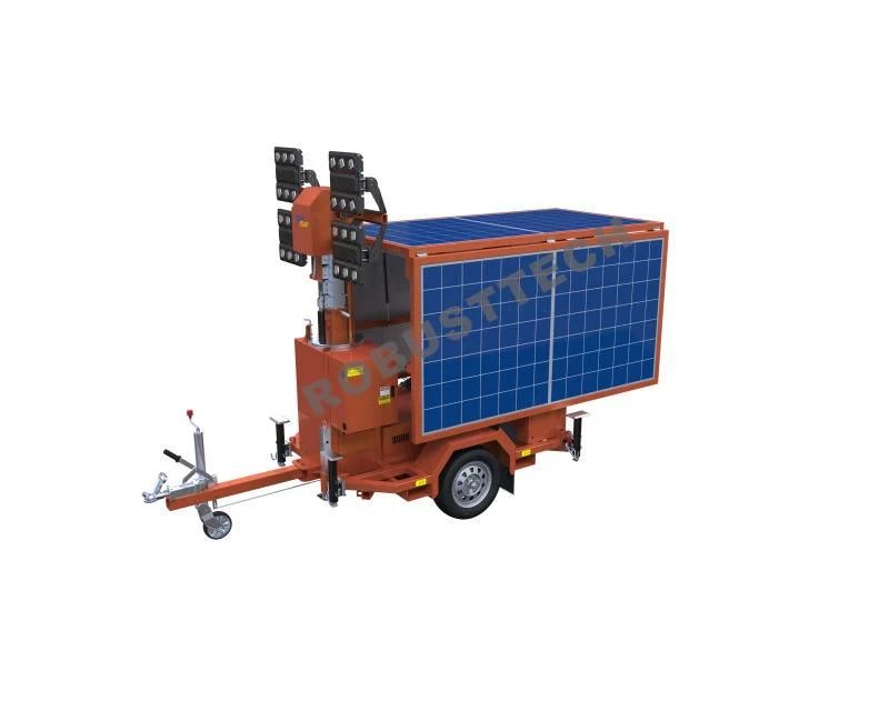 Solar Trailer LED Mobile Lighting Tower for Outdoor Construction