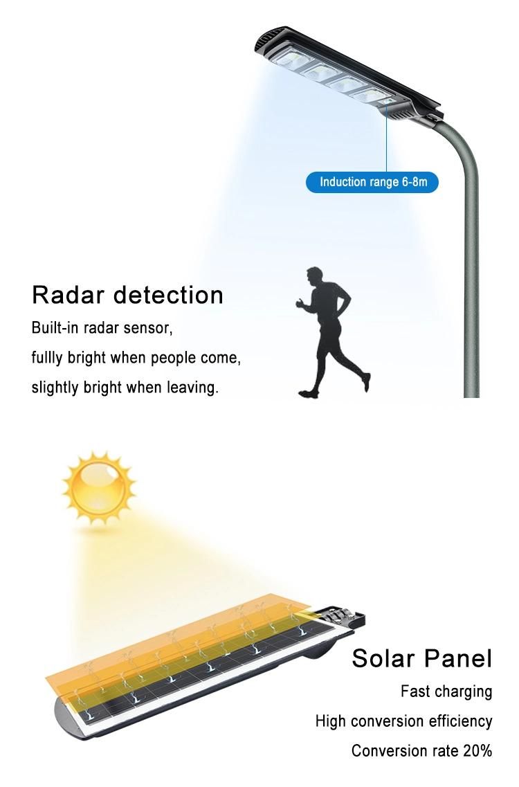 Best Waterproof IP65 Aluminum Alloy Outdoor Street Solar Light 80W 100W 300W with Inbuilt Battery