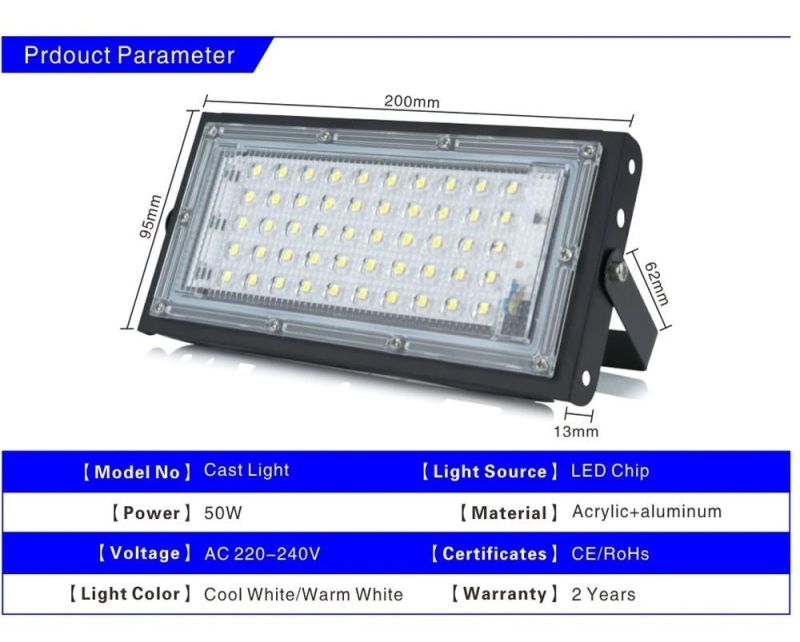 Simva 50W LED Flood Light AC 110V 220V 230V 240V Outdoor Floodlight Spotlight IP65 Waterproof LED Street Lamp Lighting