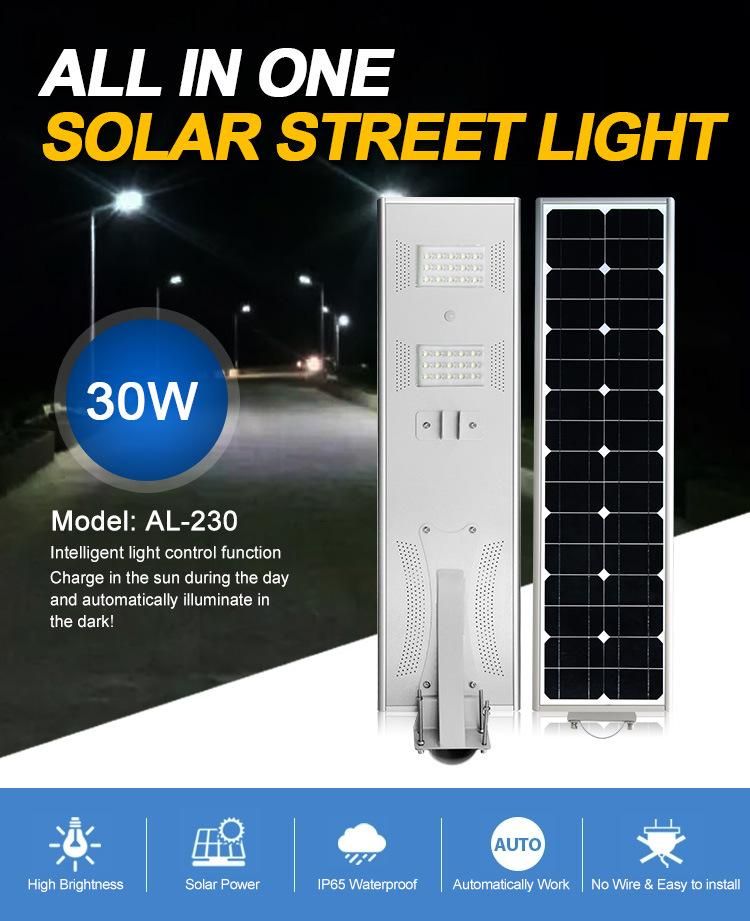 110-120lm/W Brightness Home Road Garden Lighting 30W Solar LED Lamp