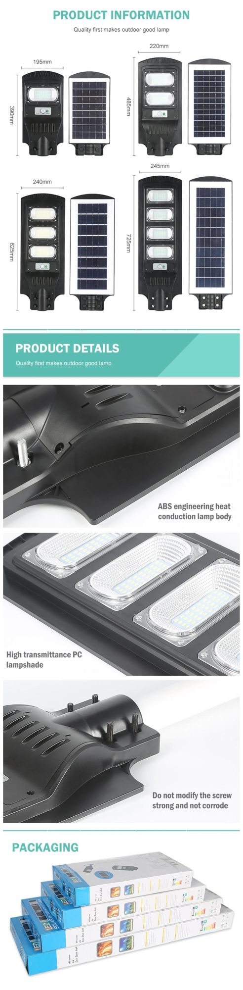 Easy Installation ABS IP65 30W Integrated LED Solar Street Light