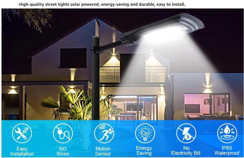 High Lumen Durable Popular Outdoor Waterproof Dusk to Dawn with Remote Control Motion Sensor Solar Street Light