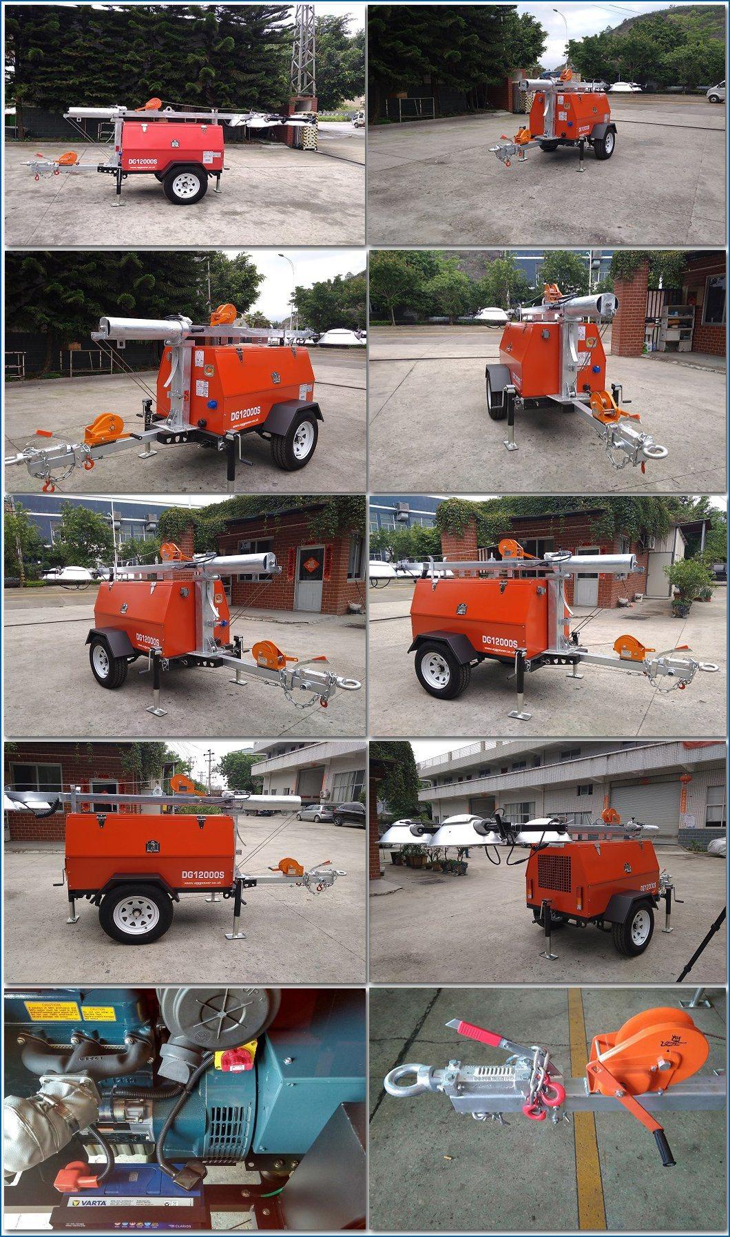 Road Repair Mobile Tower Light with Kubota Yanmar or Kohler Powrer