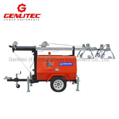 6kw~10kw Kubota/Perkins/Yangdong Engine Powered Mobile Light Tower Generator