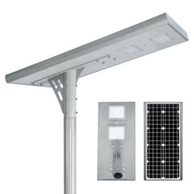 Aluminum High Efficiency 100W All in One Integrated LED Solar Street Light Dawn to Dusk 3 Years Warranty IP65/66