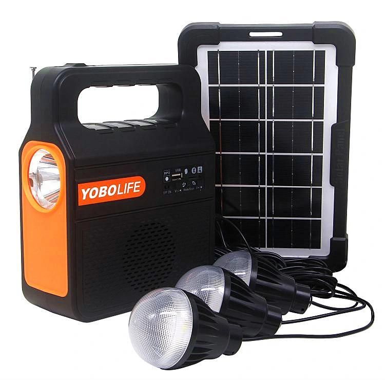 MP3 / FM Radio Home Lighting System with Small 3W Solar LED Lamps for Lighting