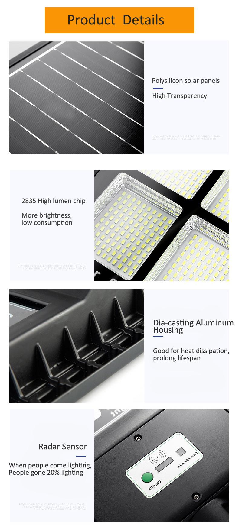 Hairolux Project IP65 High Quality Super Brightness Sensor SMD 60W 120W 180W 6500K All in One LED Solar Street Light