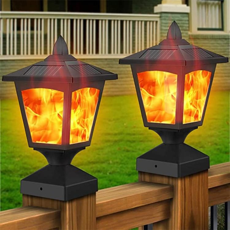 IP66 Waterproof Outdoor Torch Light Wall Metal Lamp Lantern Hanging Decorative Solar Flame Light