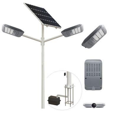 Double Arms 7m 40W 50W Split Solar Street Light Top Hanging Gel Battery MPPT/PWM Controller