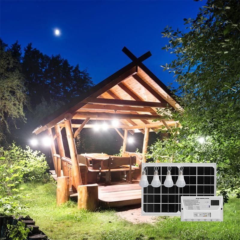 Portable Solar Energy Home Power Solar System for Home Lighting and Phone Charging 12W Solar Panel 4 LED Bulbs 2021