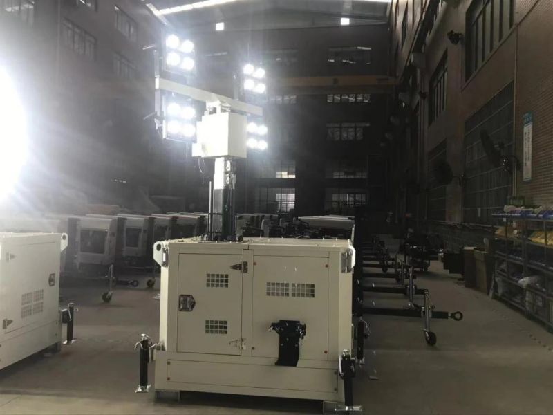 Battery and Diesel Generator 4X350W LED Floodlight Hybrid Light Tower