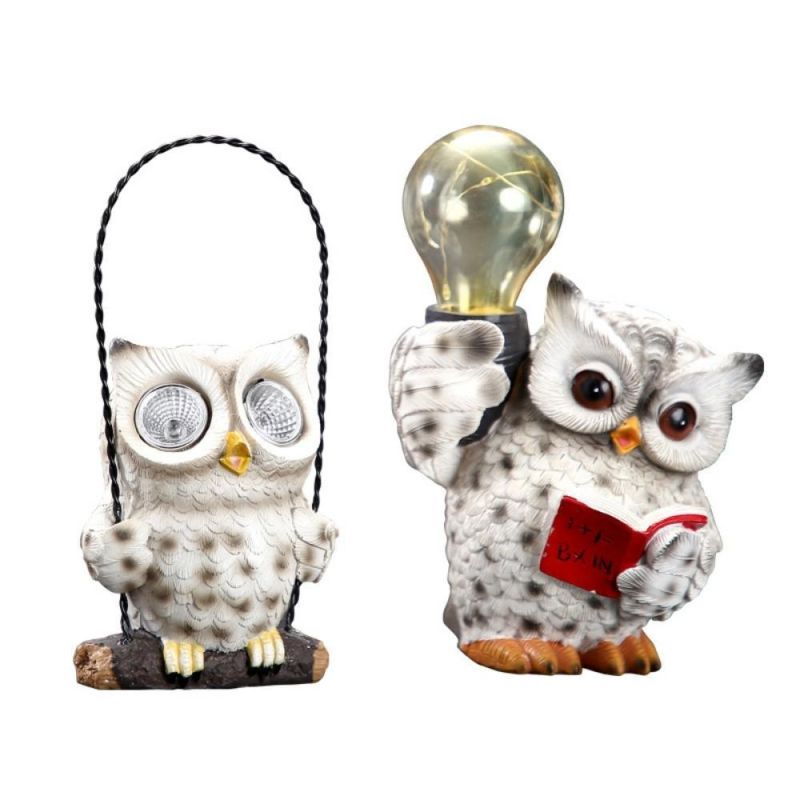 Mini Owl Figurine Miniatures Garden Decoration Solar Lights Night Outdoor Wyz19685