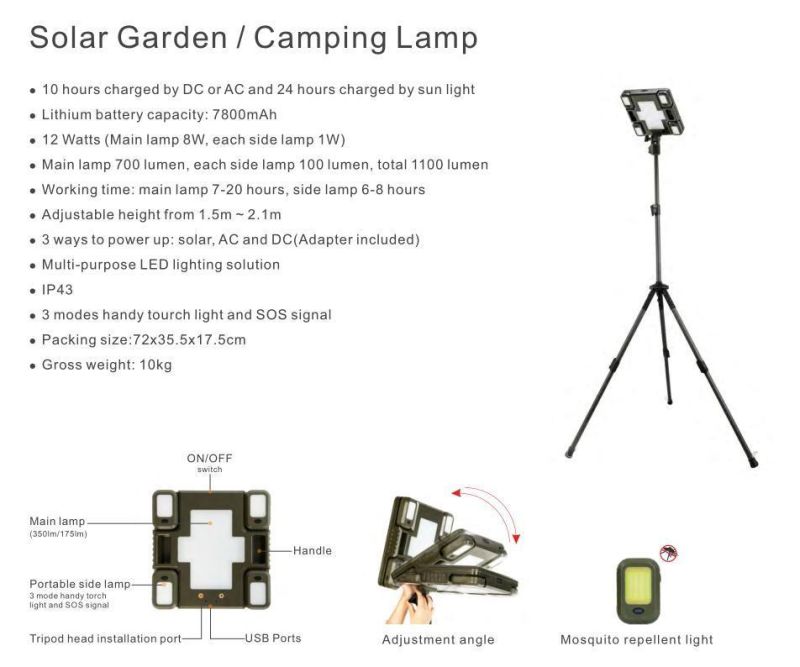 IP43 Outdoor Square Solar Flood Light Staduim Camping Waterproof LED Solar Lights High Power Solar Floodlight with Tripot