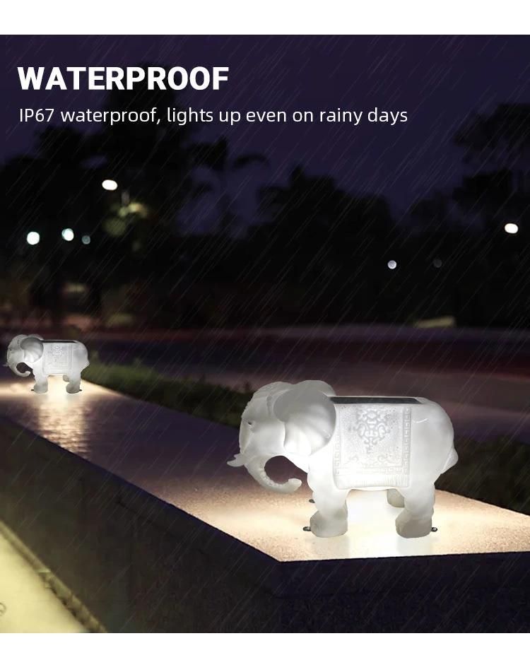 Elephant Solar Power Post Lights Outdoor Waterproof LED Garden Light