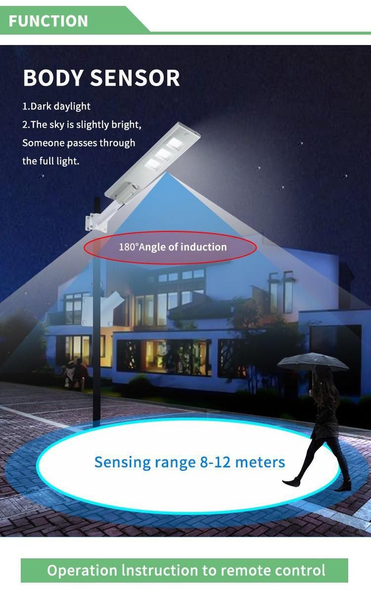 High Quality Project Aluminum Integrated Solar Street Light Body Sensor + Remote Control