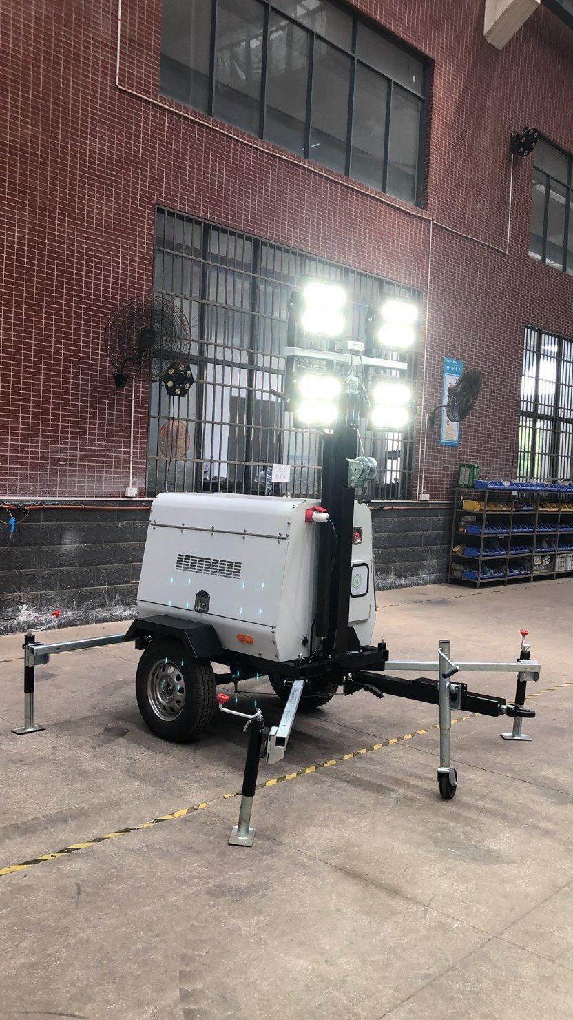 Diesel Generator 6m Manual Mast Mining Area 4X320W LED Mobile Flood Light Tower