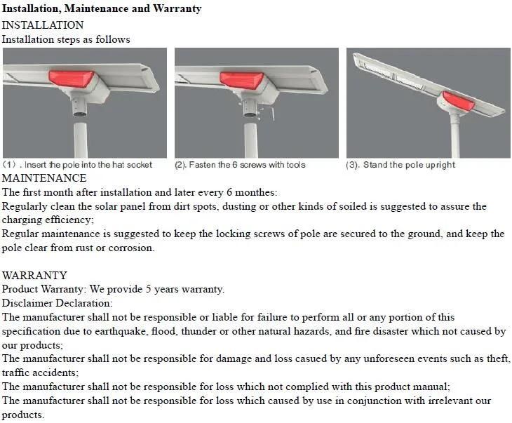 50W Bluetooth Control Inh Series Battery Built-in Solar LED Road Lights (INH-50W)