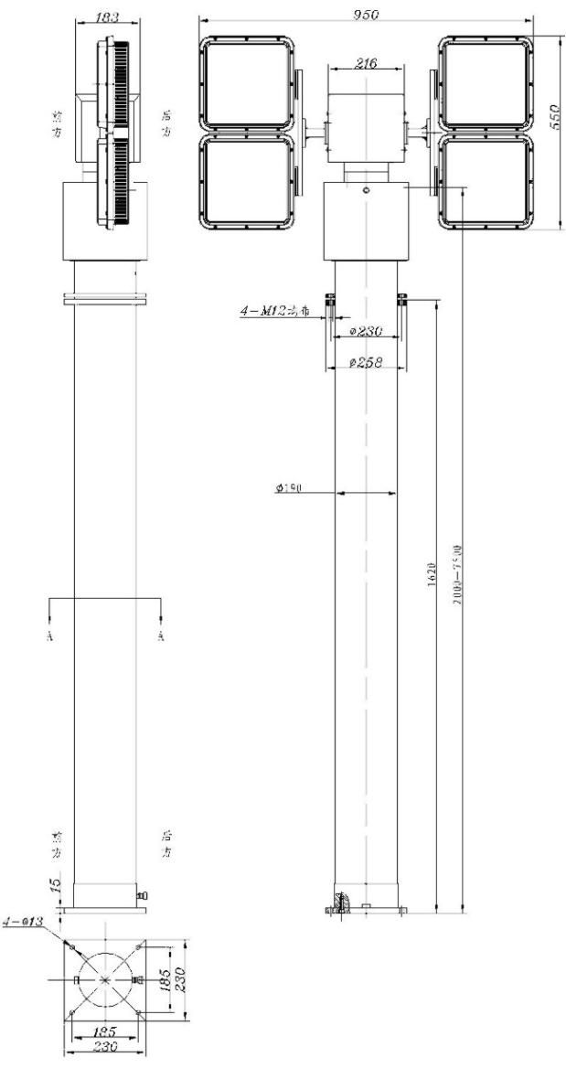 Senken 7.5m LED Light Pneumatic Telescopic Mast Vehicle Mounted Lighting Tower