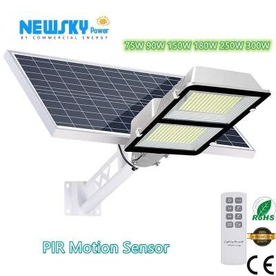 Amazon Popular USA Market PIR Motion Sensor Aluminum 100W 250W 300W Solar Street Light