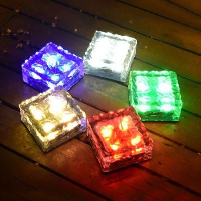 Home Garden Supplier LED Solar Power Colorful Underground Buried Lamp Ice Cube Brick Lights