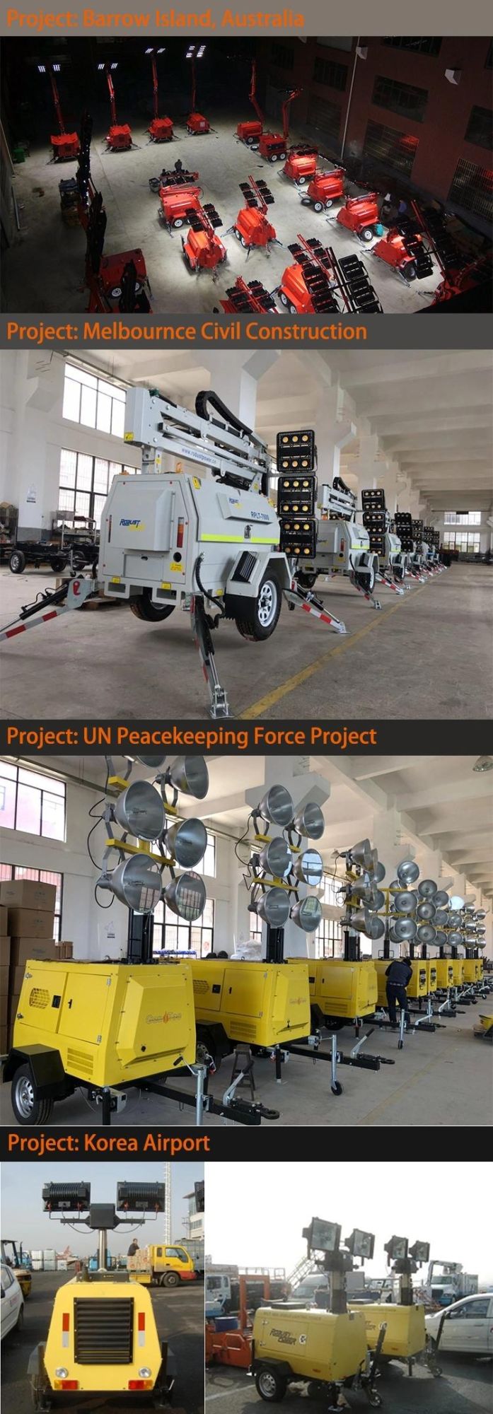 9m Hydraulic Telescopic Mast Mobile Project Lighting Tower