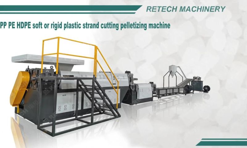 Plastic Recycling Plant HDPE LDPE PP PE Film and Rigid Strand Cutting Granulator