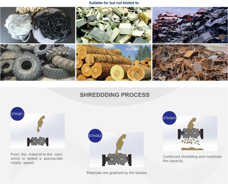 Recycling Machine Scrap Metal Two Shaft Tire Tyre Plastic PP Shredder Recycling Machine Line/Plastic Recycling Machine