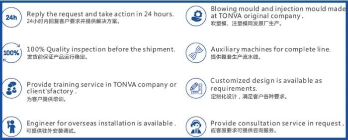 Tonva 6-Cavity Plastic Litchi Drink Bottle Making Blowing Extrusion Blow Molding Machine Manufacturer