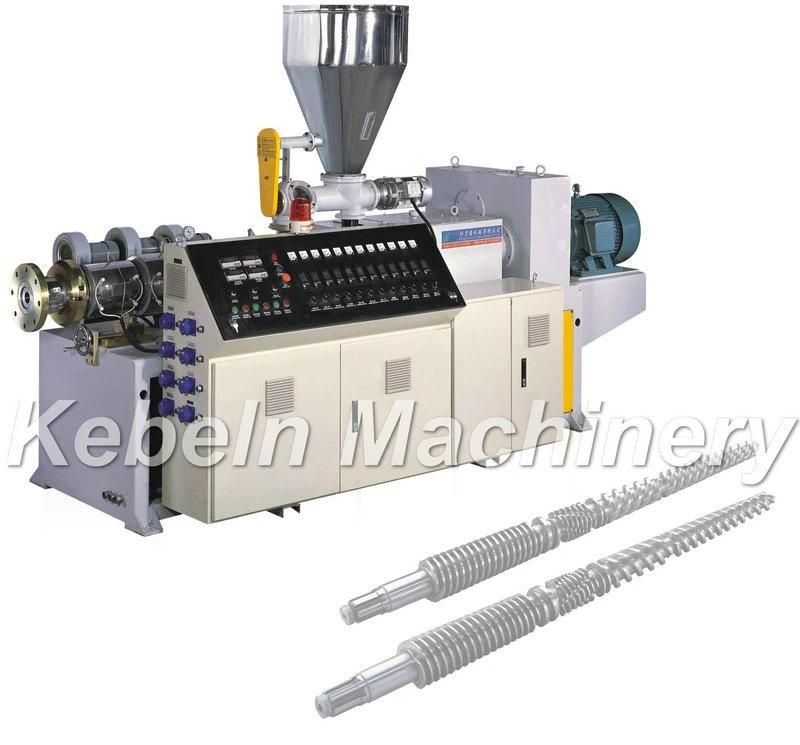 Conical Double Twin Screw Laboratory PVC/WPC/UPVC Pipe/Profile/Granule/Masterbatch/Sheet Making Pelletizing Plastic Extruder