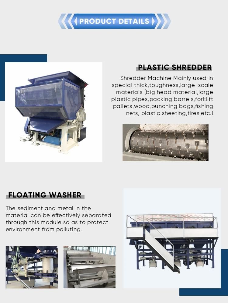 2000kg/H Plastic PP Bottles Crushing Floating Washer PP Woven Bags Plastic Recycling Machine