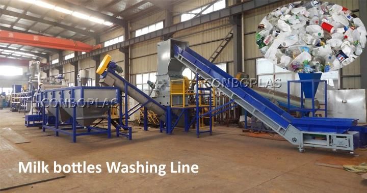 Waste Plastic HDPE Milk Bottle Flakes Crushing Washing Drying Machine