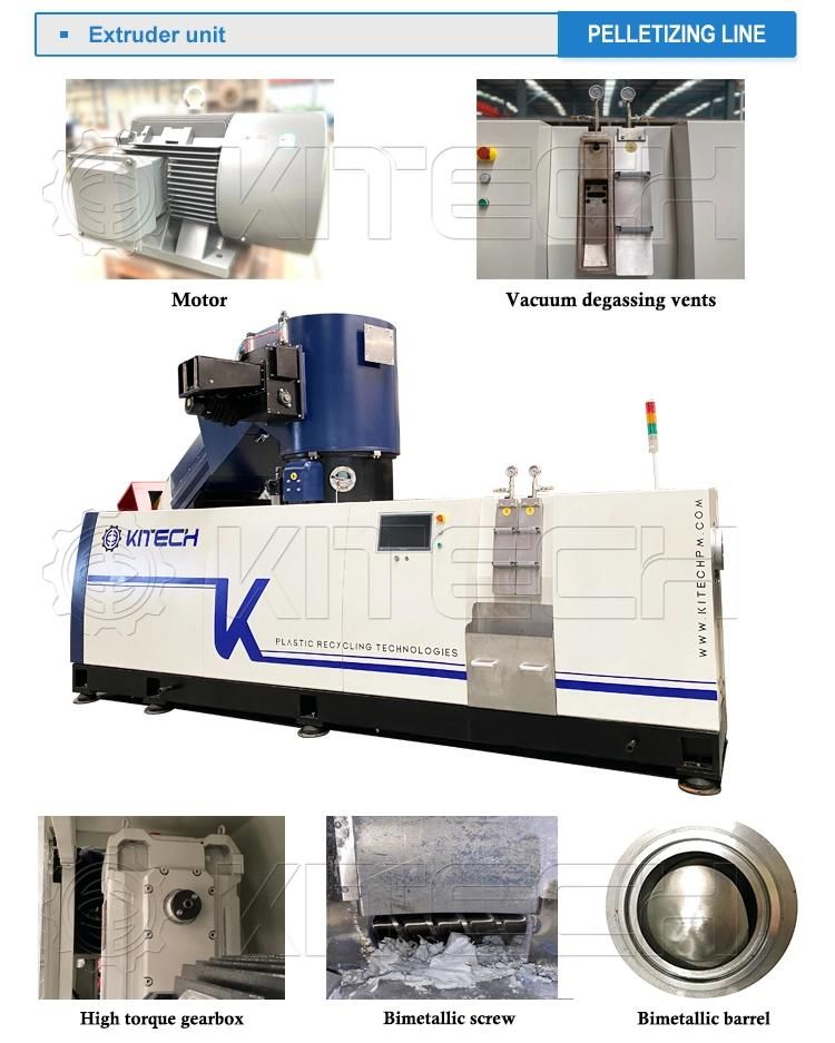 Kcp Kitech Waste Plastic Recycling Granulating Pelletizing Machine