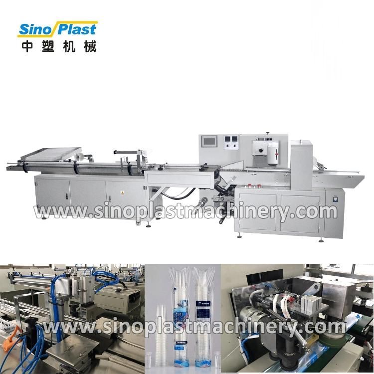 Automatic Plastic Paper Cup Bowl Lid Counting Packing Wrapping Bagging Machine