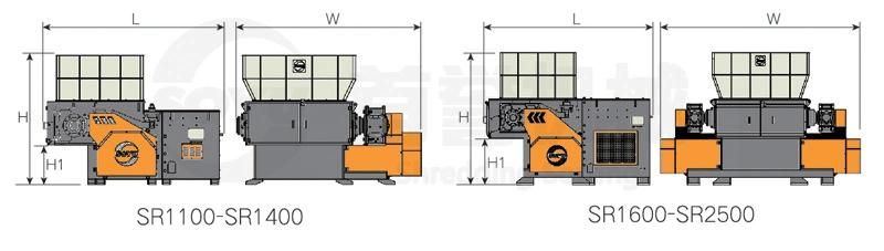 Plastic Recycled Lumps and Pipes Single Shaft Shredder