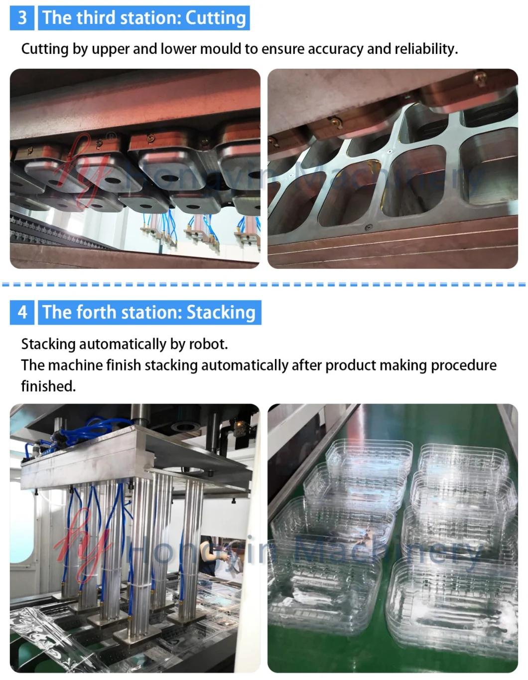 Multi Stations Plastic Food Tray Thermoforming Machine Plastic Container Making Machine