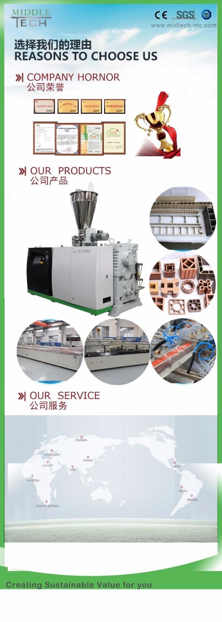 Plastic PVC/Ppvc PP PE Wood Plastic Composite Extruder WPC Decking Machine